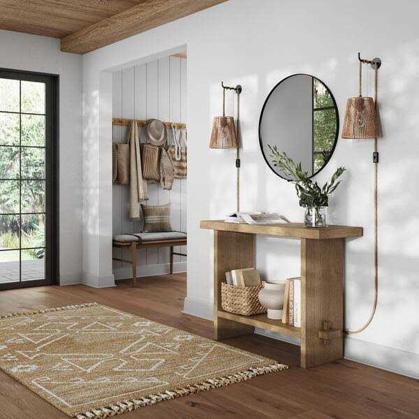 Nathan James Atlas 1-Light Plug-in Wall Lamp, Bedside Reading Wall Sconce with Seagrass Shade and Woven Rope Accent - Image 3