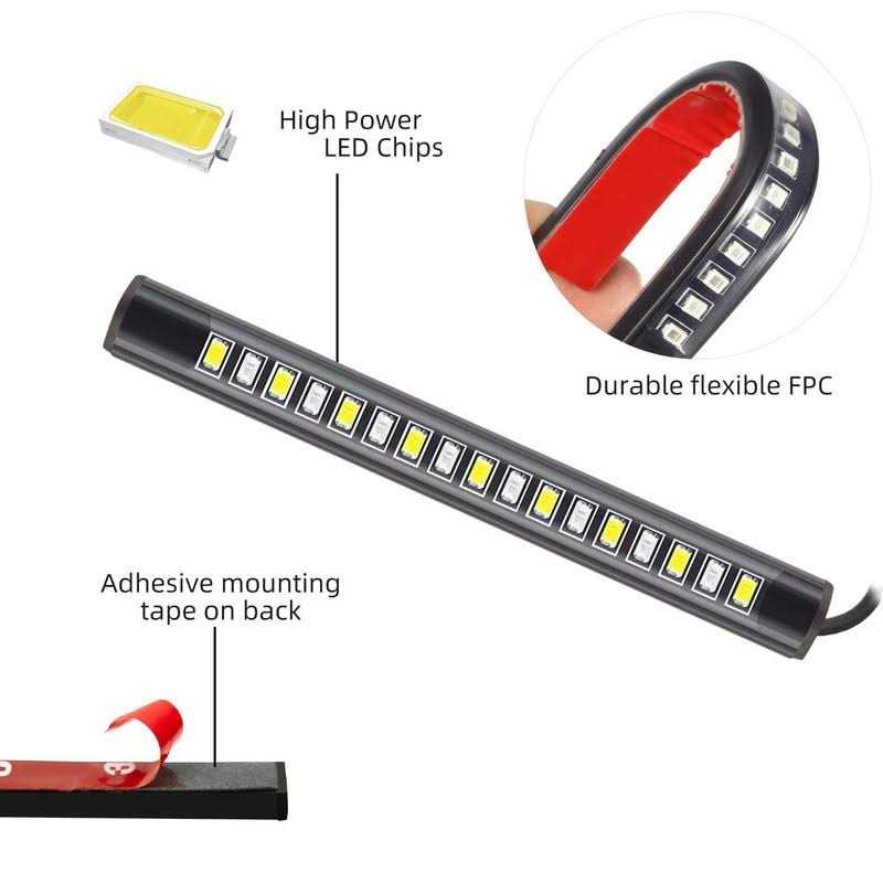Fxc 2x Universal Flexible LED Turn Signal Tail Brake License Plate Light Integrated for Motorcycle Bike ATV Car RV Suv - Image 5