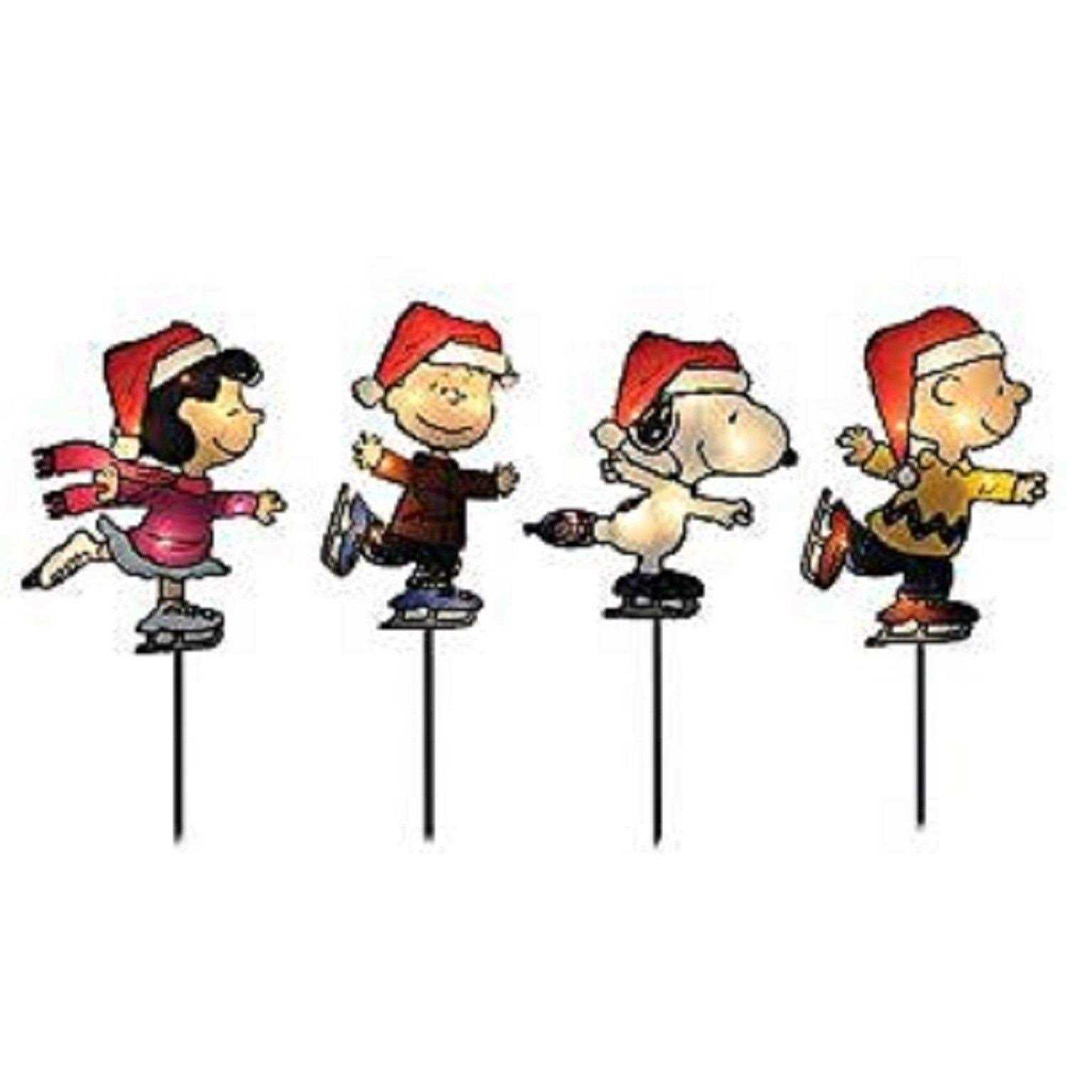 Northlight Seasonal Set of 4 Pre-Lit Snoopy and Peanuts Ice Skating Christmas Pathway Markers - Image 4
