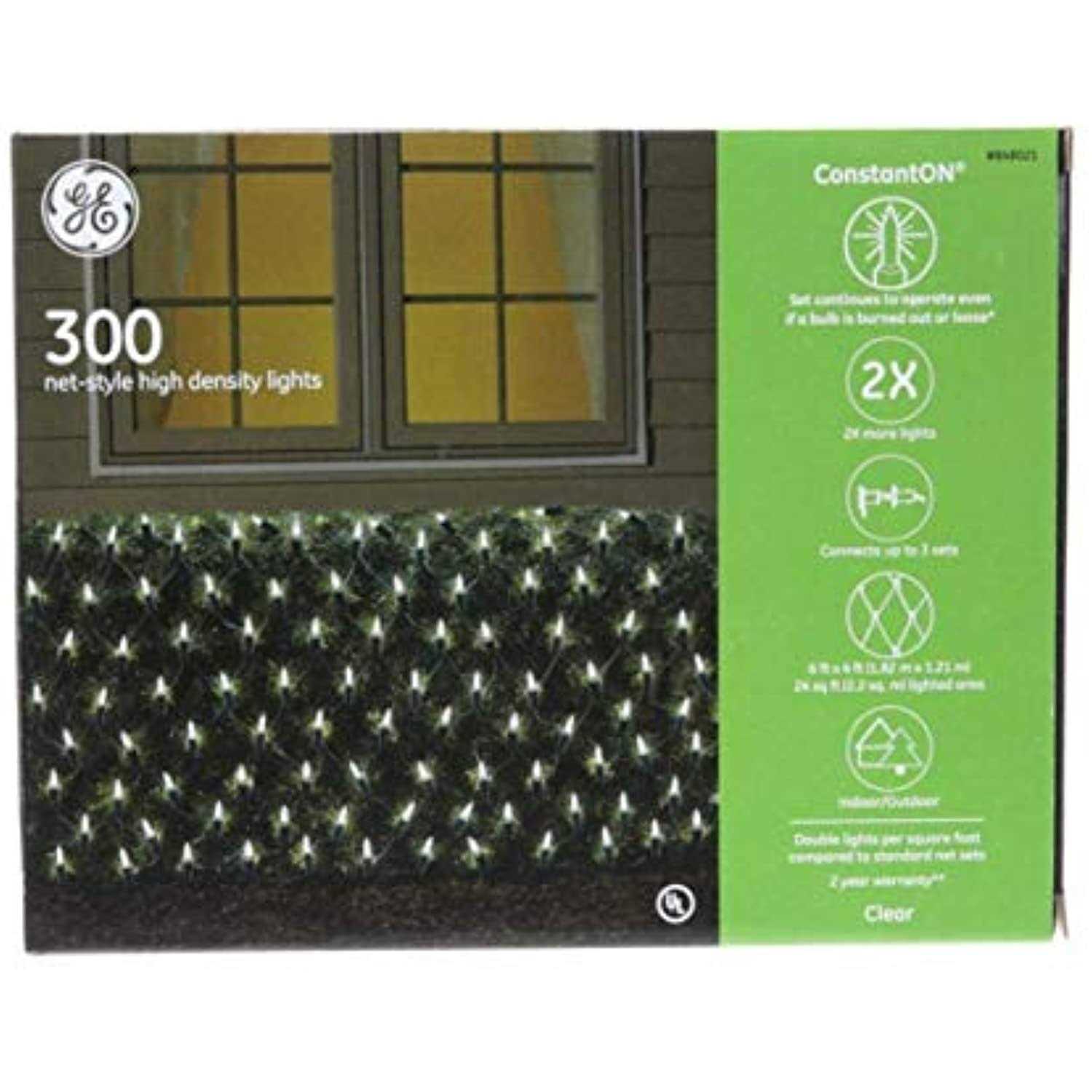 GE ConstantON 300 6-ft x 4-ft Constant Clear Christmas Net Lights - Image 3