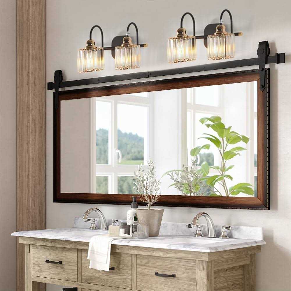 Exbrite Modern Rose Gold Bathroom Dimmable Crystal Vanity Lights - Image 3