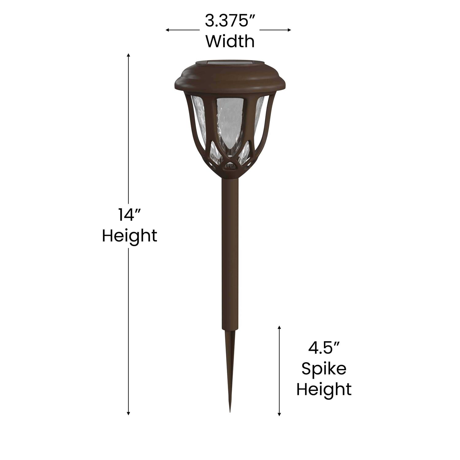 Flash Furniture 8 Pack Brown Tulip Design LED Solar Lights Weather Resistant Outdoor Solar Powered Lights for Pathway - Image 5