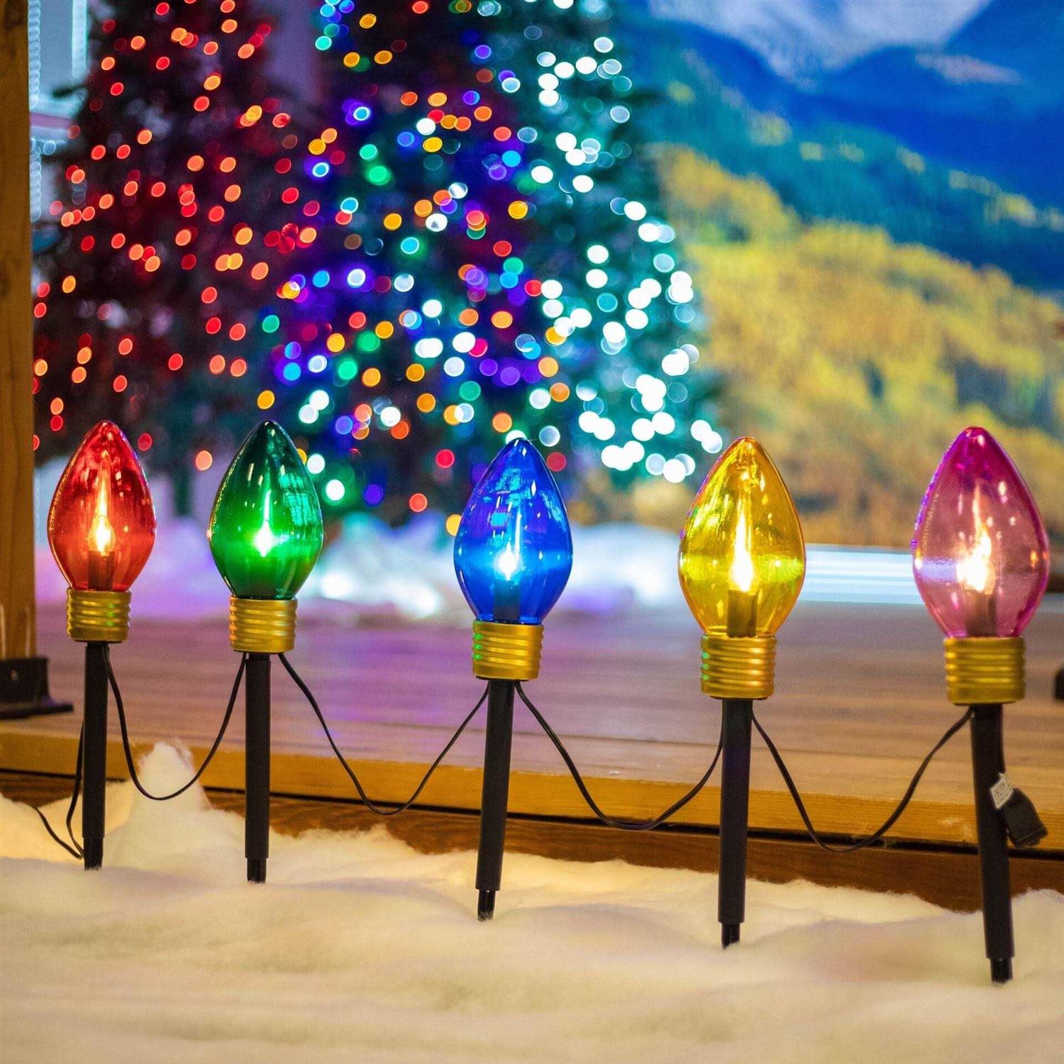 Novelty Lights 5 Light Jumbo LED C7 Multi Color Pathway Light Set - Image 3