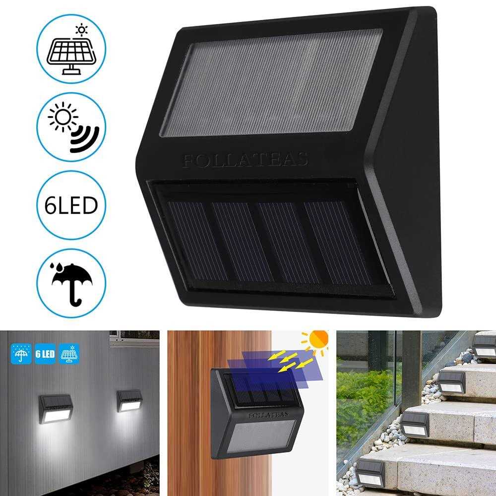 Follateas Solar Lights Outdoor Waterproof Solar Powered Deck Step Lights for Patio Garden Backyard Garage Driveway Pathway Outside Wall Lighting - Image 3