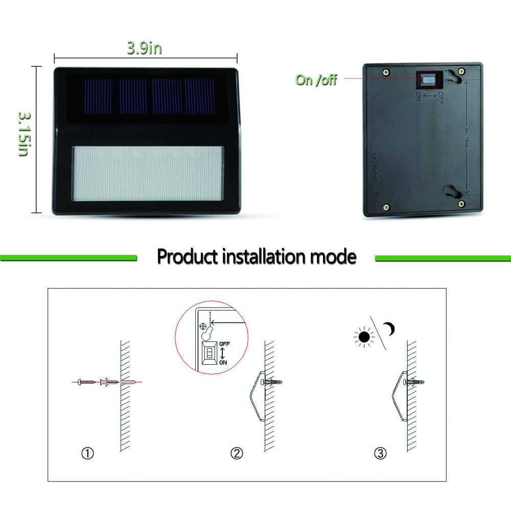 Follateas Solar Lights Outdoor Waterproof Solar Powered Deck Step Lights for Patio Garden Backyard Garage Driveway Pathway Outside Wall Lighting - Image 5