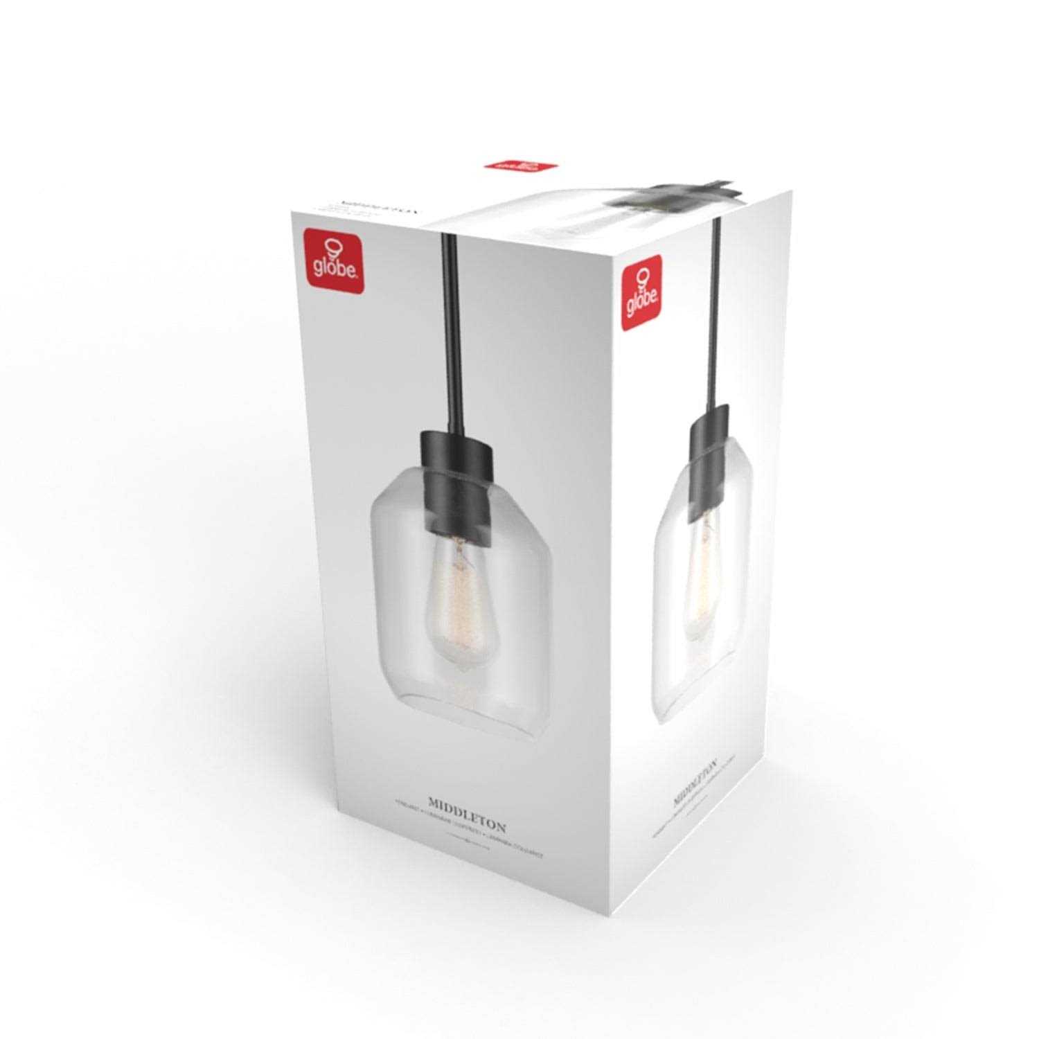 Globe Electric Middleton 1-Light Matte Black Pendant Lighting with Clear Glass Shade - Image 3