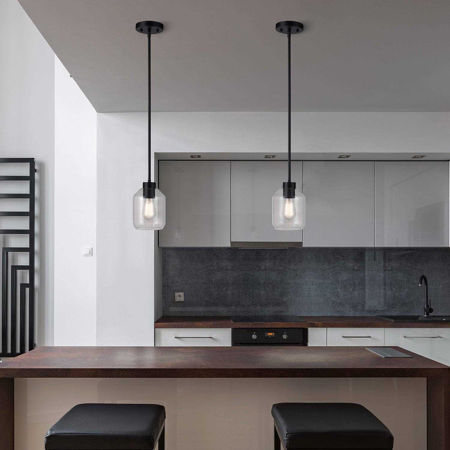 Globe Electric Middleton 1-Light Matte Black Pendant Lighting with Clear Glass Shade - Image 4