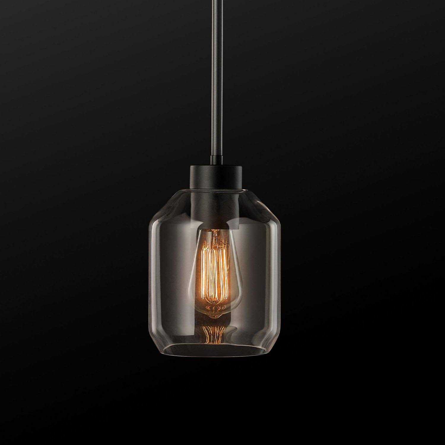 Globe Electric Middleton 1-Light Matte Black Pendant Lighting with Clear Glass Shade - Image 5