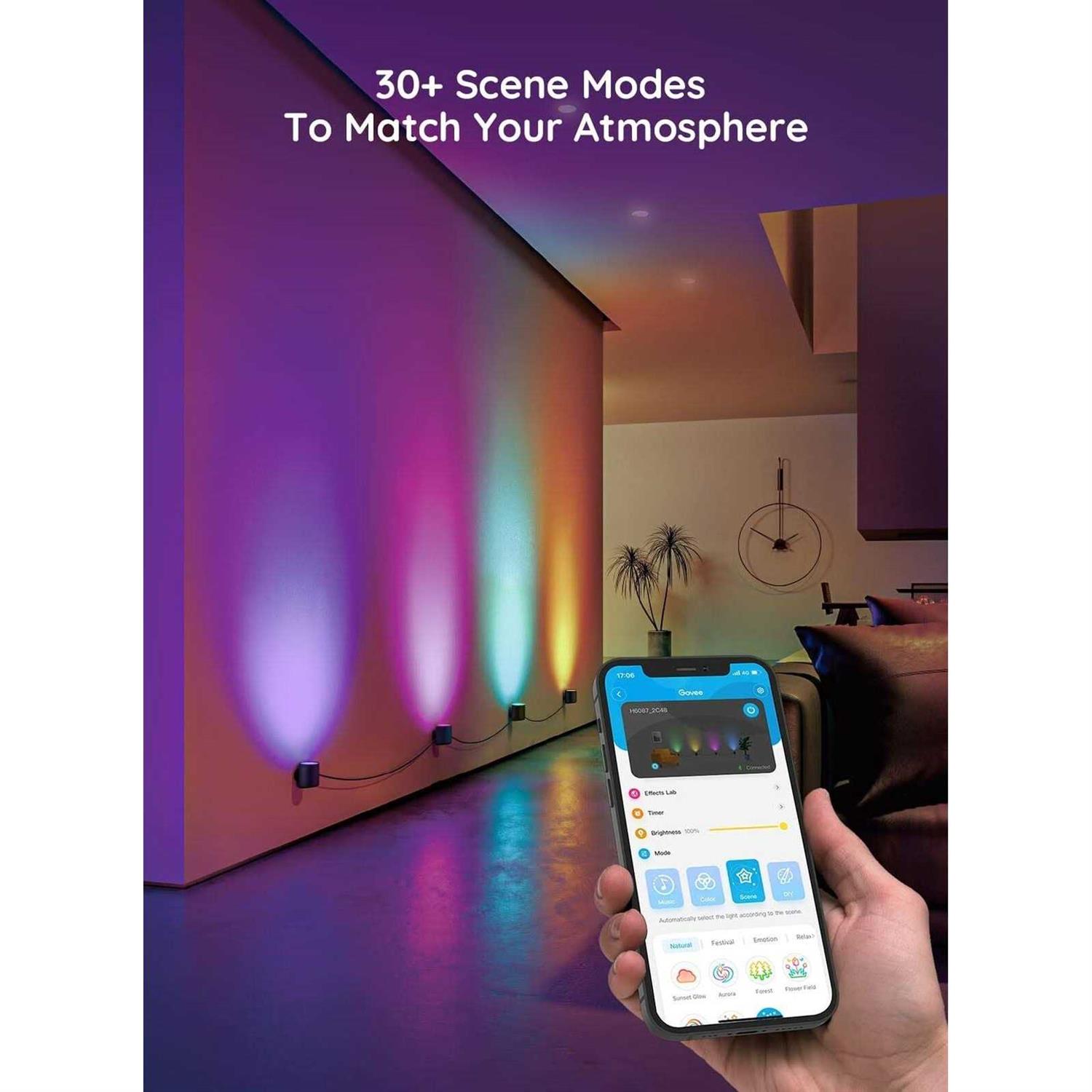 Govee RGBIC Smart Wall Sconces Music Sync Home Decor WiFi Wall Lights Work with Alexa - Image 4