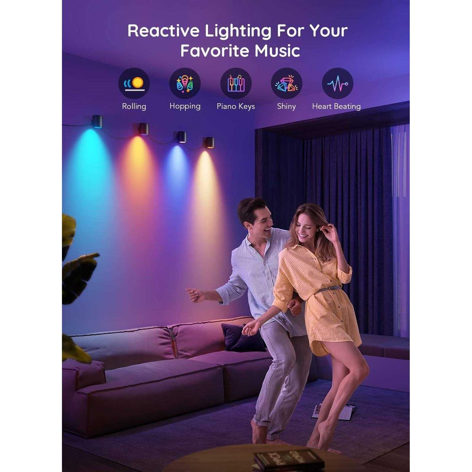 Govee RGBIC Smart Wall Sconces Music Sync Home Decor WiFi Wall Lights Work with Alexa - Image 5