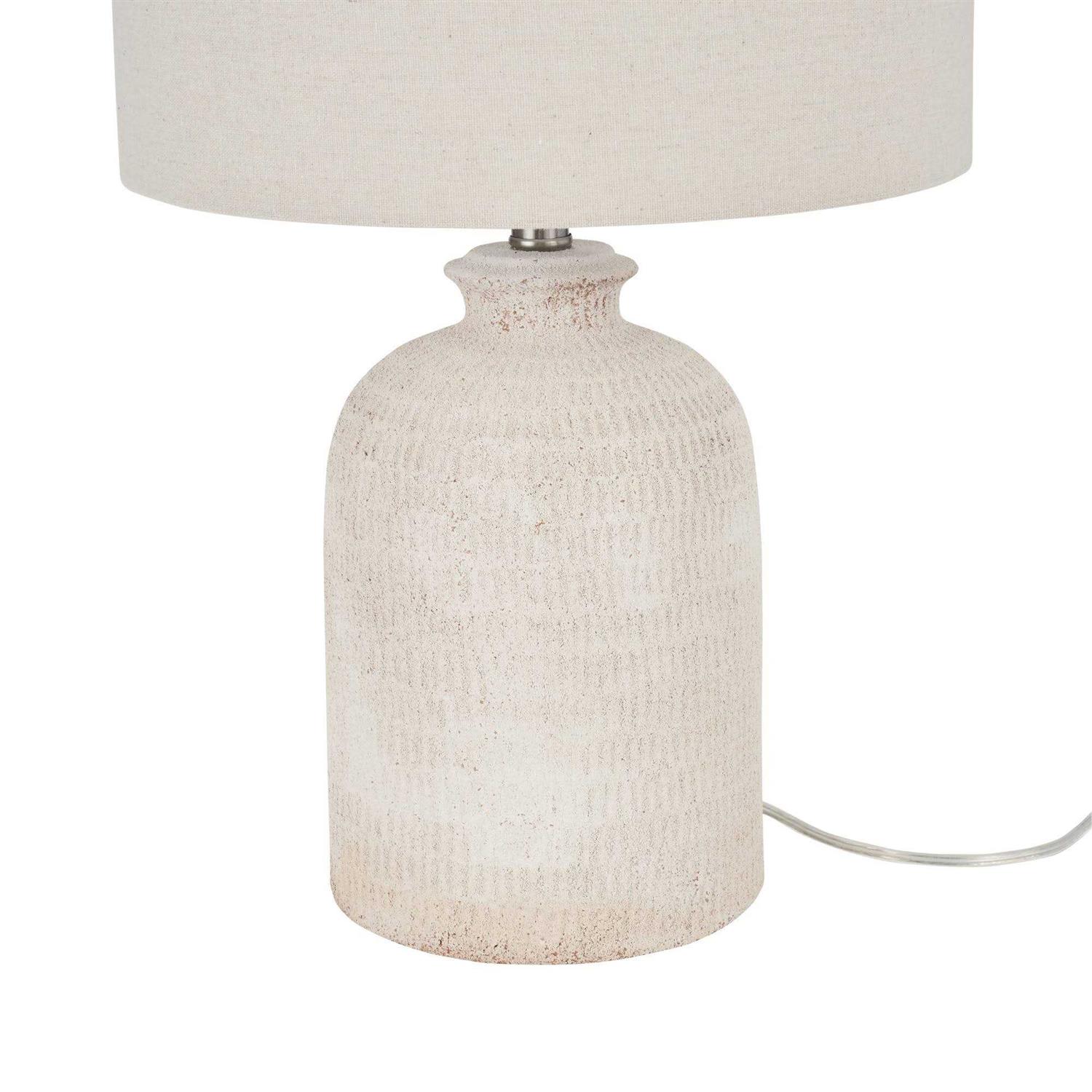 Nourison 24 White Terracotta Textured Farmhouse Table Lamp - Image 3
