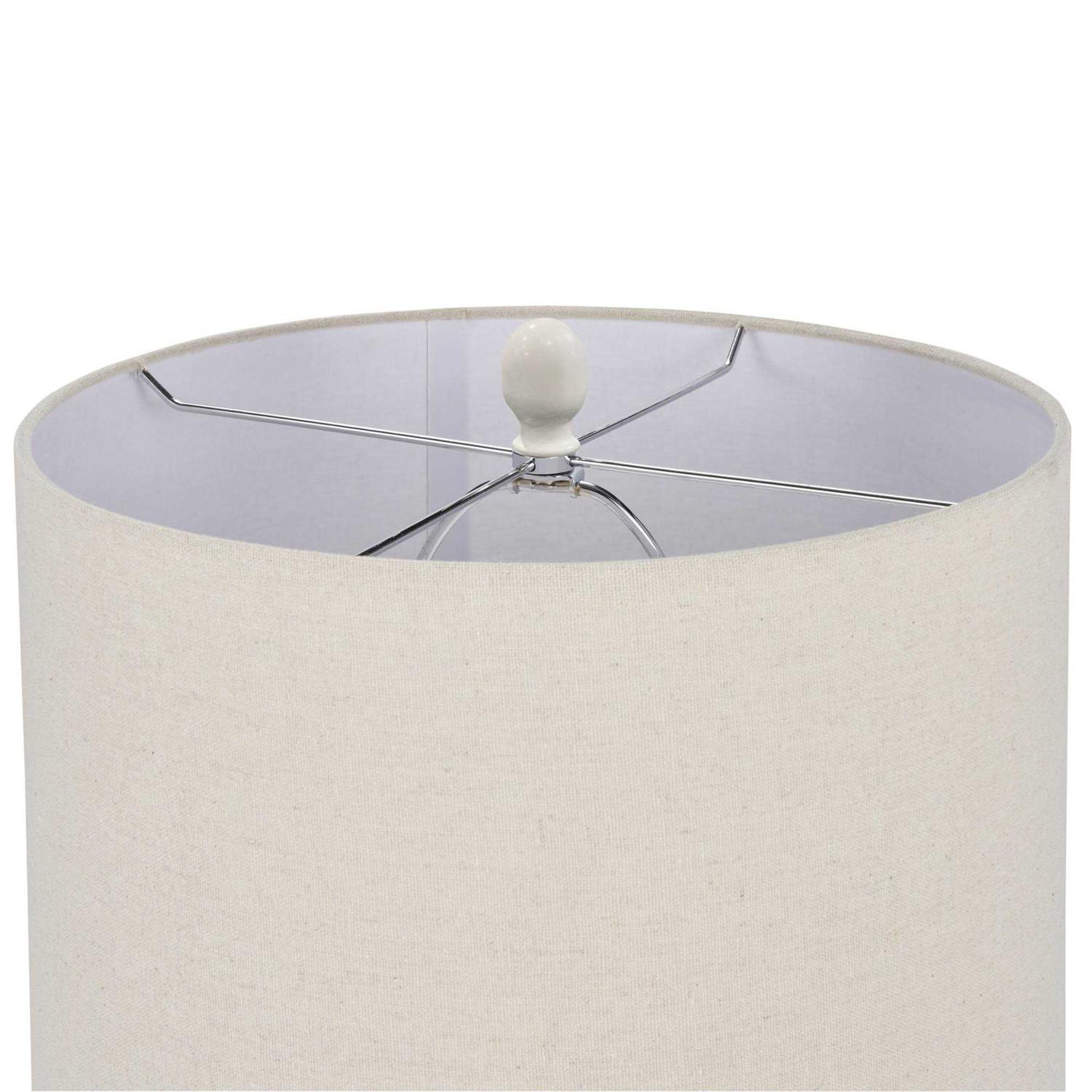 Nourison 24 White Terracotta Textured Farmhouse Table Lamp - Image 4