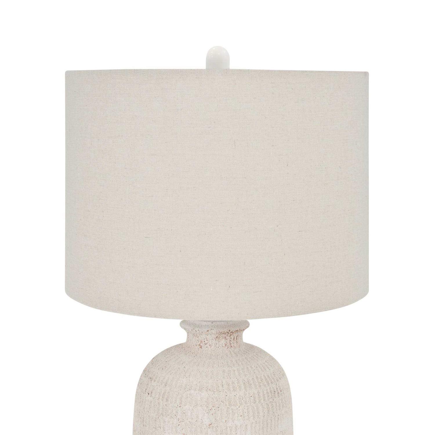 Nourison 24 White Terracotta Textured Farmhouse Table Lamp - Image 5