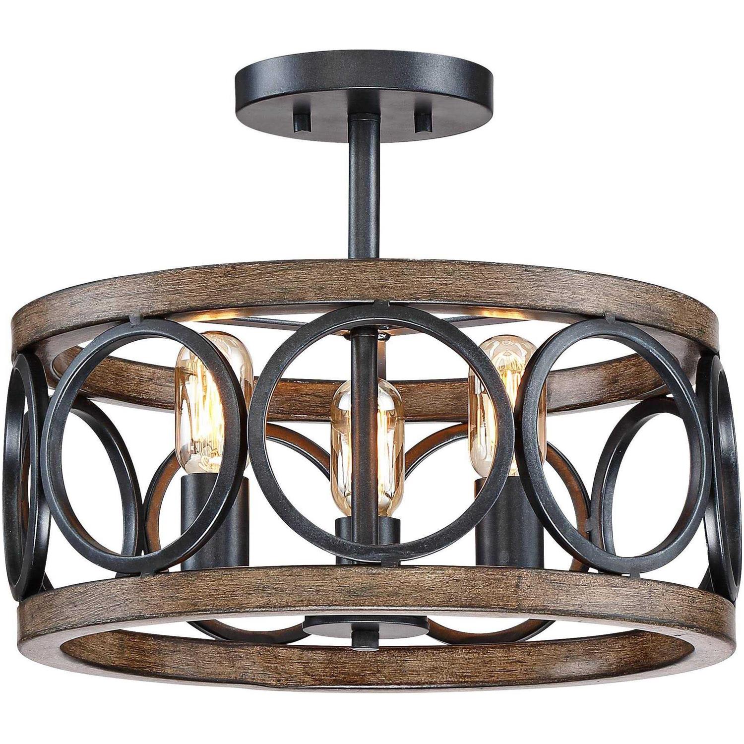 Franklin Iron Works Salima Farmhouse Rustic Ceiling Light Semi Flush Mount Fixture - Image 5