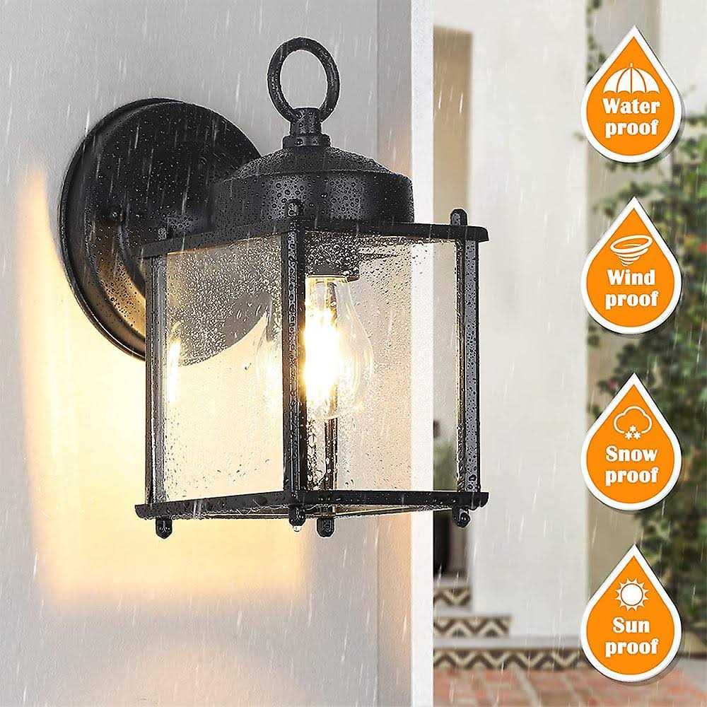Outdoor Wall Lantern, Exterior Waterproof Wall Sconce Light Fixtures, Black Front Door Wall Lighting with Clear Beveled Glass Shade, Anti-rust E26 Soc - Image 3
