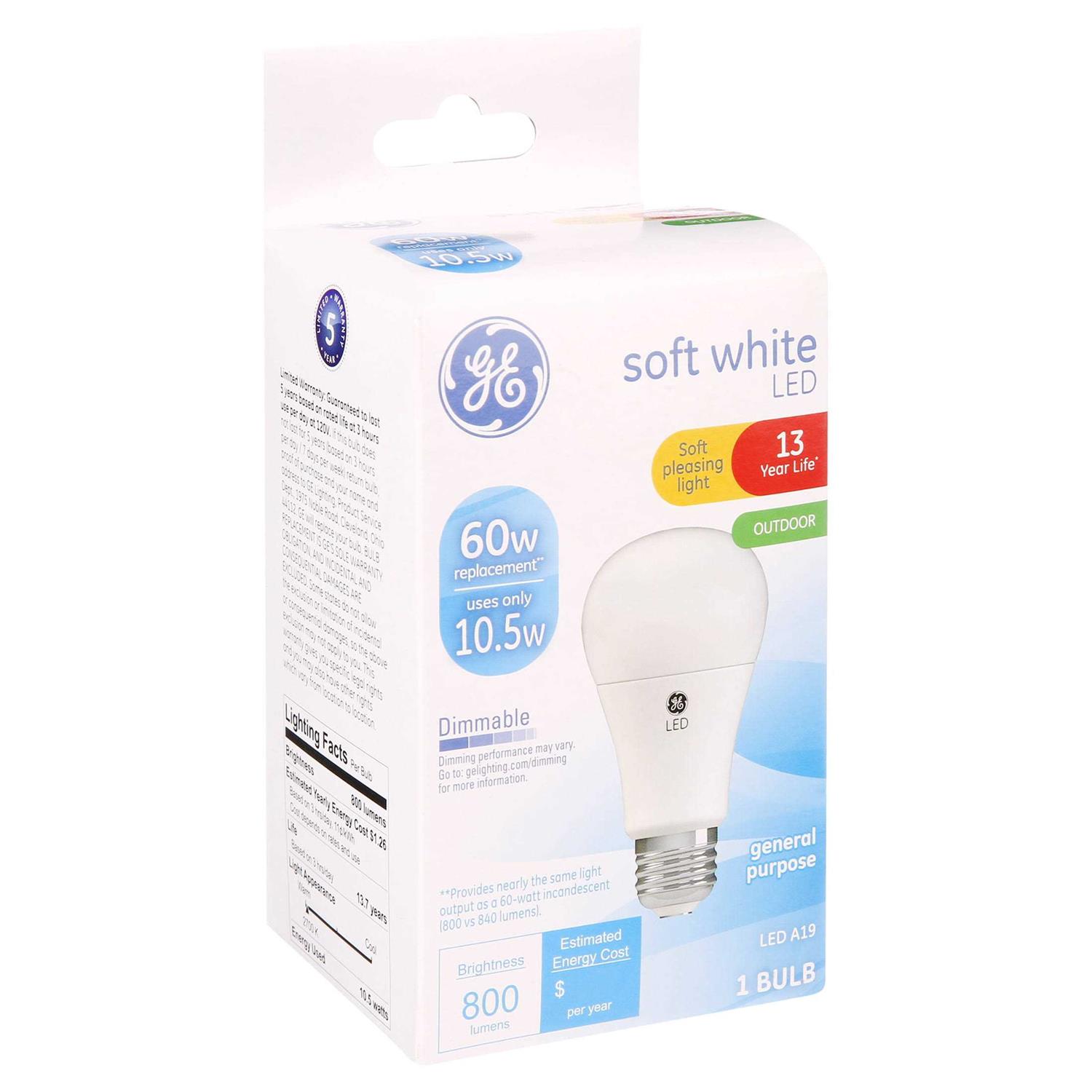 GE Light Bulb, LED, Outdoor, Soft White, 10.5 Watts - Image 5
