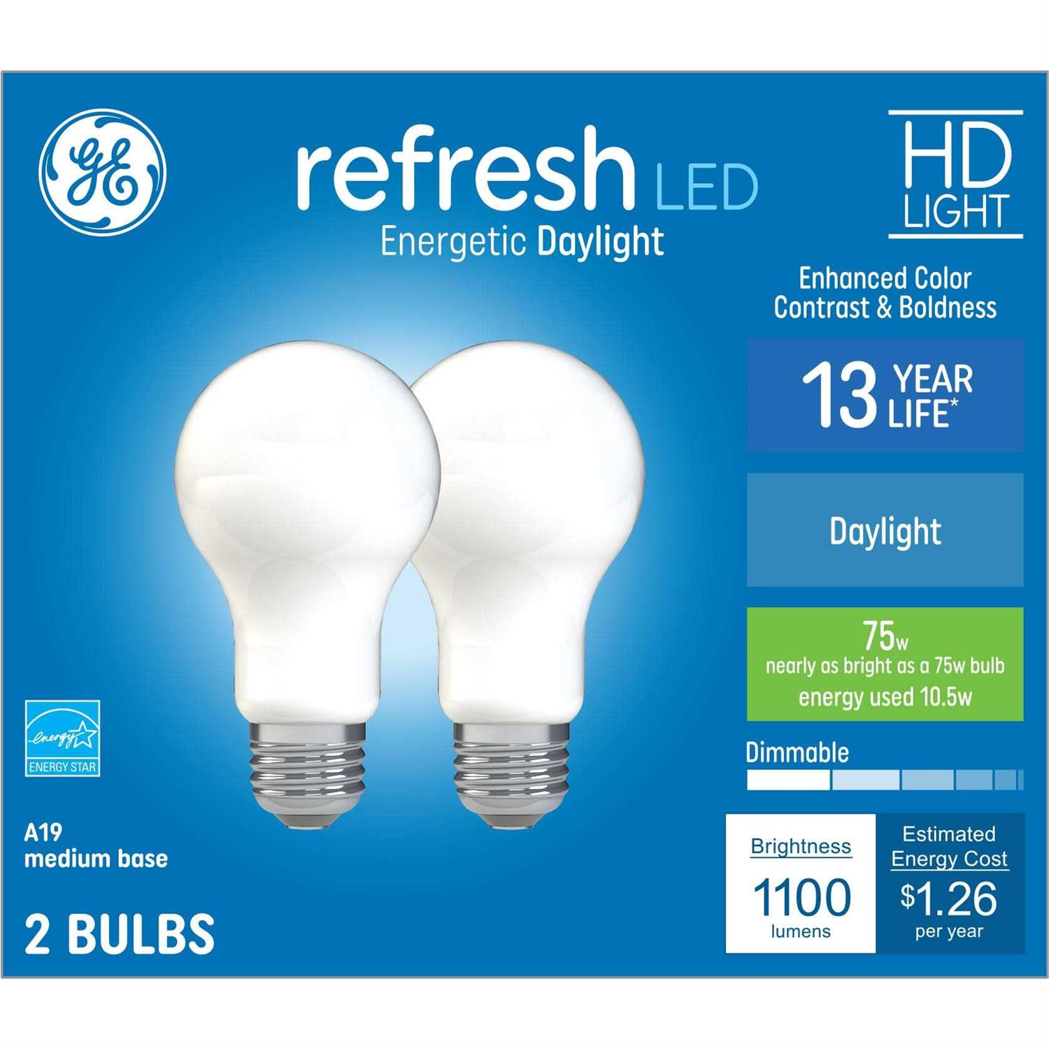 GE Refresh 60-Watt EQ A19 Daylight Dimmable LED Light Bulb - Image 4
