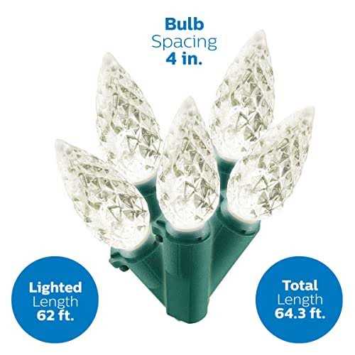 Philips 250 Led Warm White Faceted C6 Christmas Lights on Green Wire with Storag - Image 5
