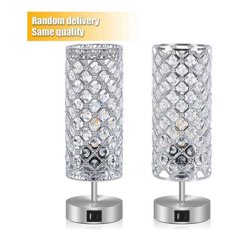 ganiude touch control crystal table lamps set of 2 nightstand lamps with usb c+a charging ports - Image 3