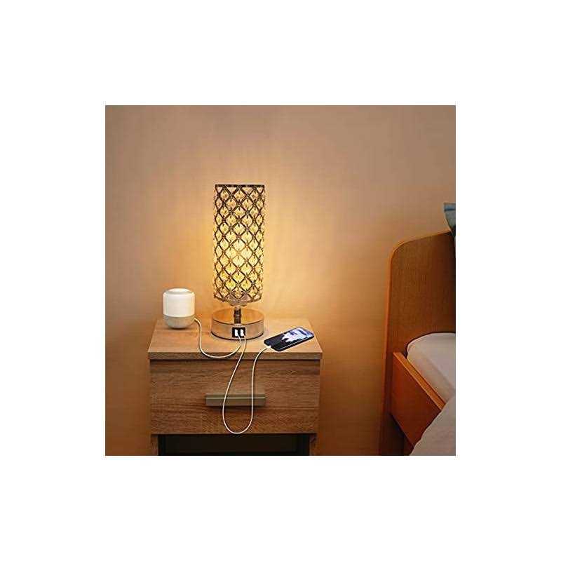 ganiude touch control crystal table lamps set of 2 nightstand lamps with usb c+a charging ports - Image 5