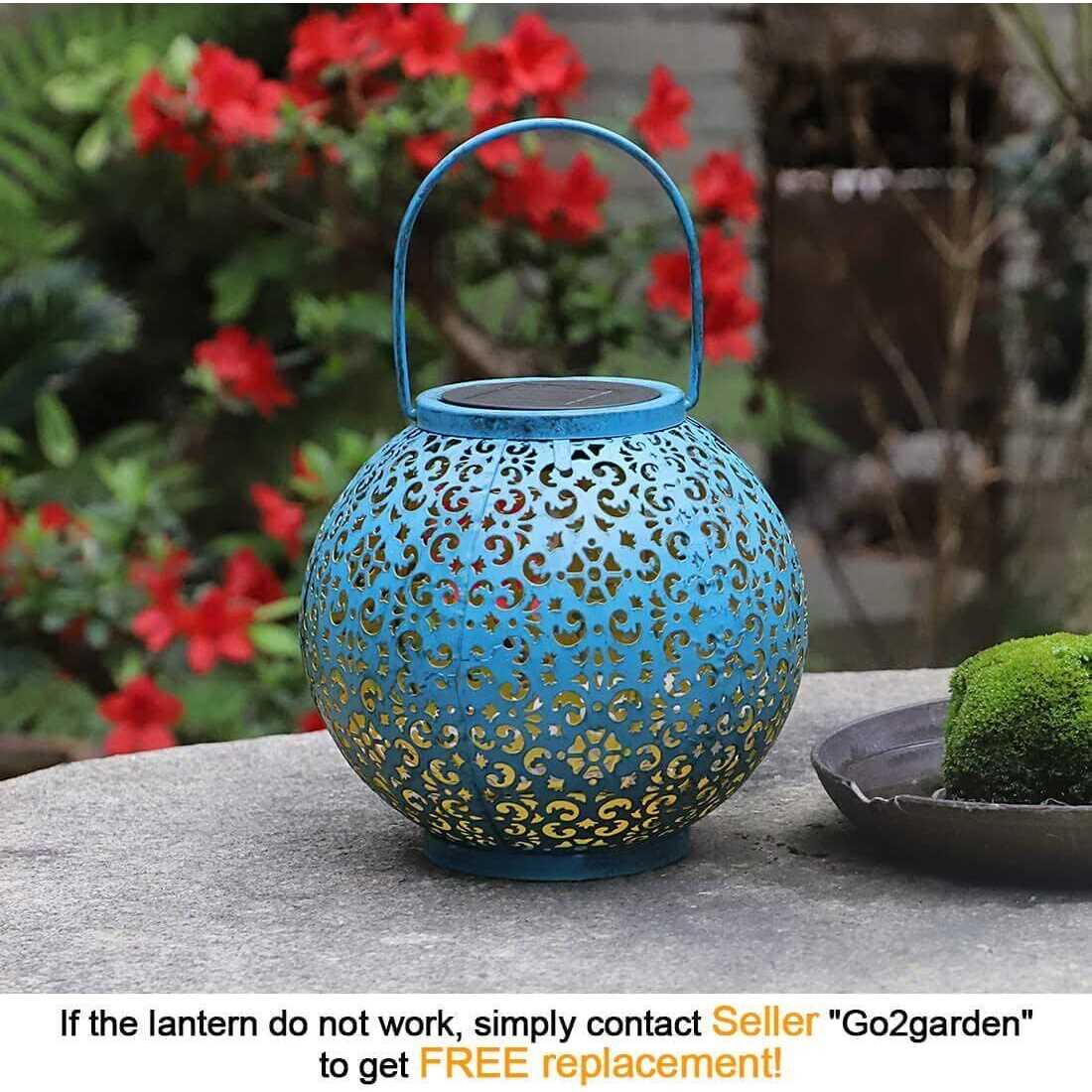 Go2garden Solar Large Lanterns Outdoor Waterproof 800mAh Hanging Garden Lights Metal Decorative Lantern for Table - Image 5