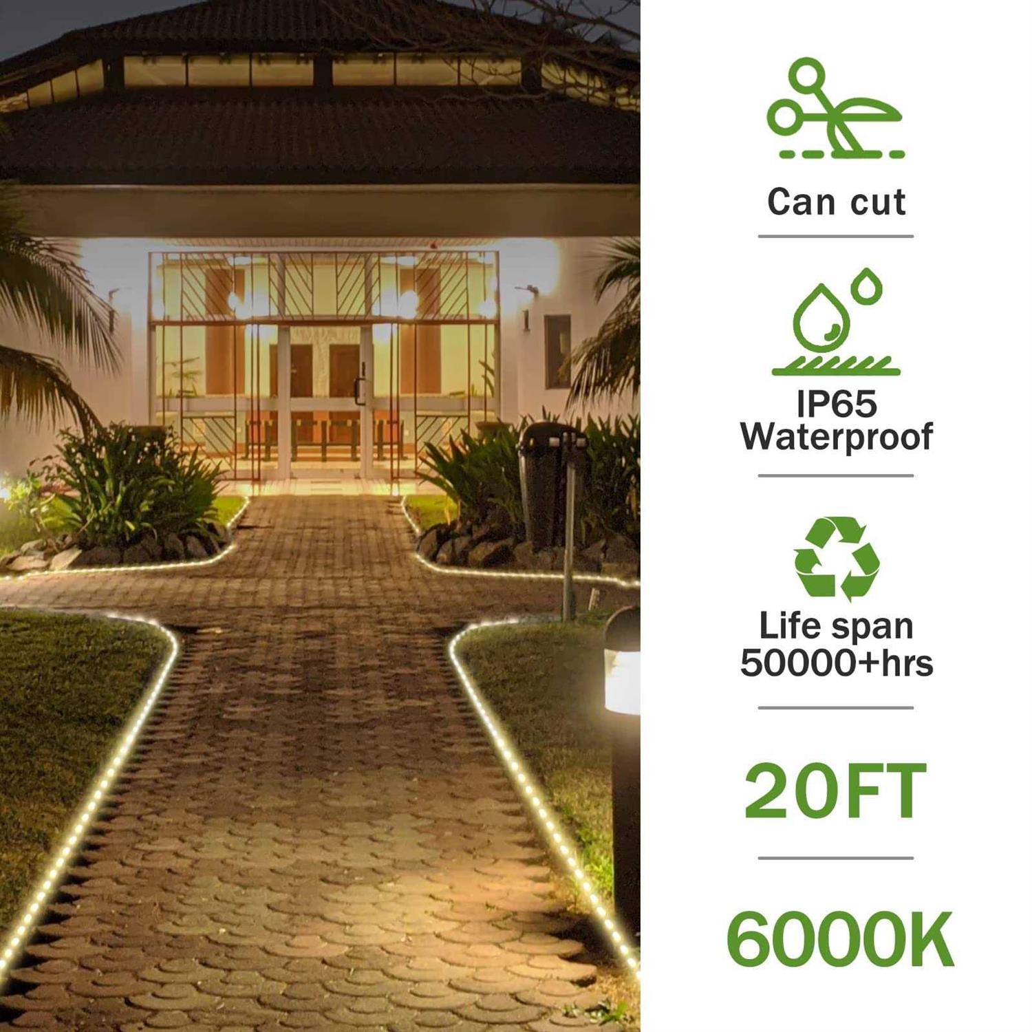 GouTonG LED Rope Lights, Warm White 110V 3000K, Indoor or Outdoor - Image 3