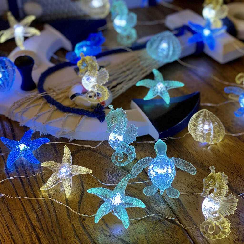 Ocean Themed String Lights Marine Life Night Lights Beach Décor Sea Turtle Seahorse - Image 3