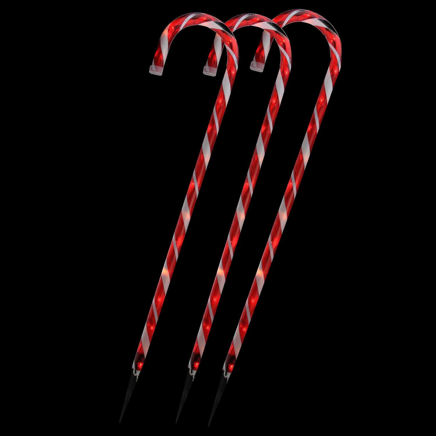 Northlight Set of 3 Red and White Twinkle Candy Cane Pathway Markers 26 - Image 3