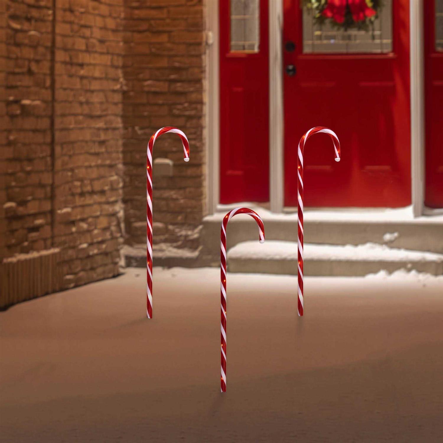 Northlight Set of 3 Red and White Twinkle Candy Cane Pathway Markers 26 - Image 5