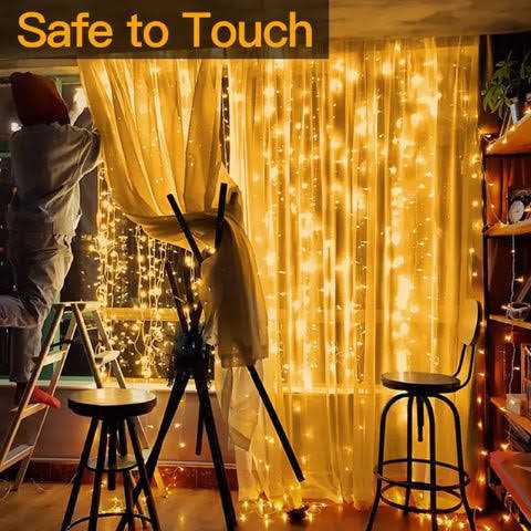 Ollny Curtain Lights Christmas Warm White 300 Led 9.8ftx9.8ft Remote Usb Powered 8 Lighting Modes Timer Waterproof Hanging Lights Indoor Outdoor - Image 5