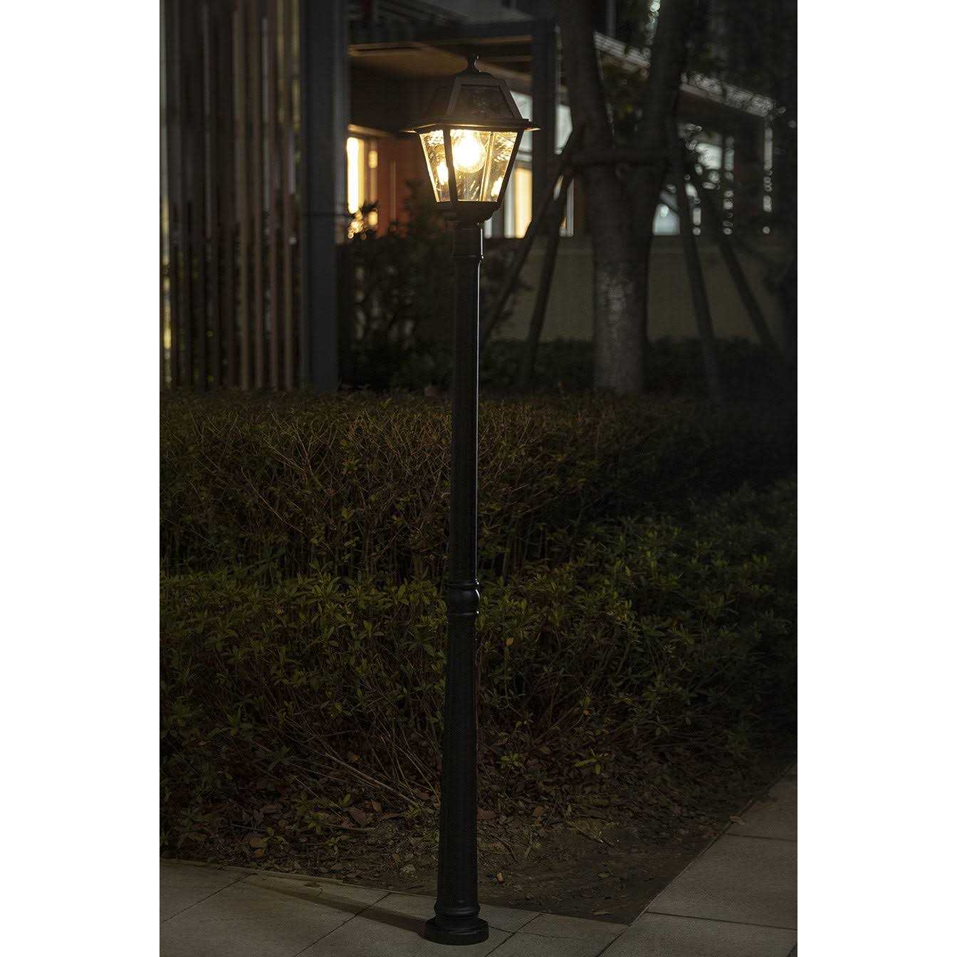 LUTEC Black Garden light|one-head LED Outdoor Solar Street Light|Dusk to Dawn Pathway Light - Image 4