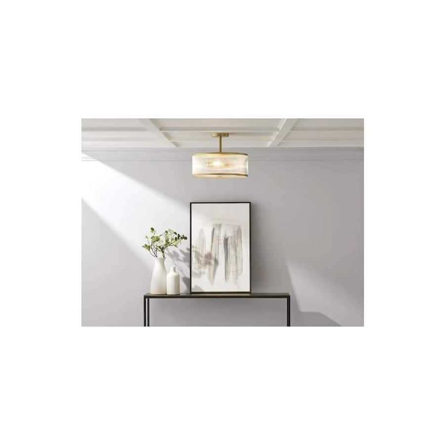 GLUCKSTEINELEMENTS Ashbury 3-Light Brushed Brass Semi Flush Mount 38677-HBC - Image 3