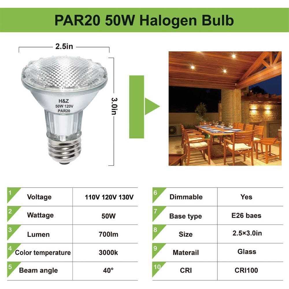 H&z Par20 Halogen Light Bulbs Par20 50W 120v - Image 5