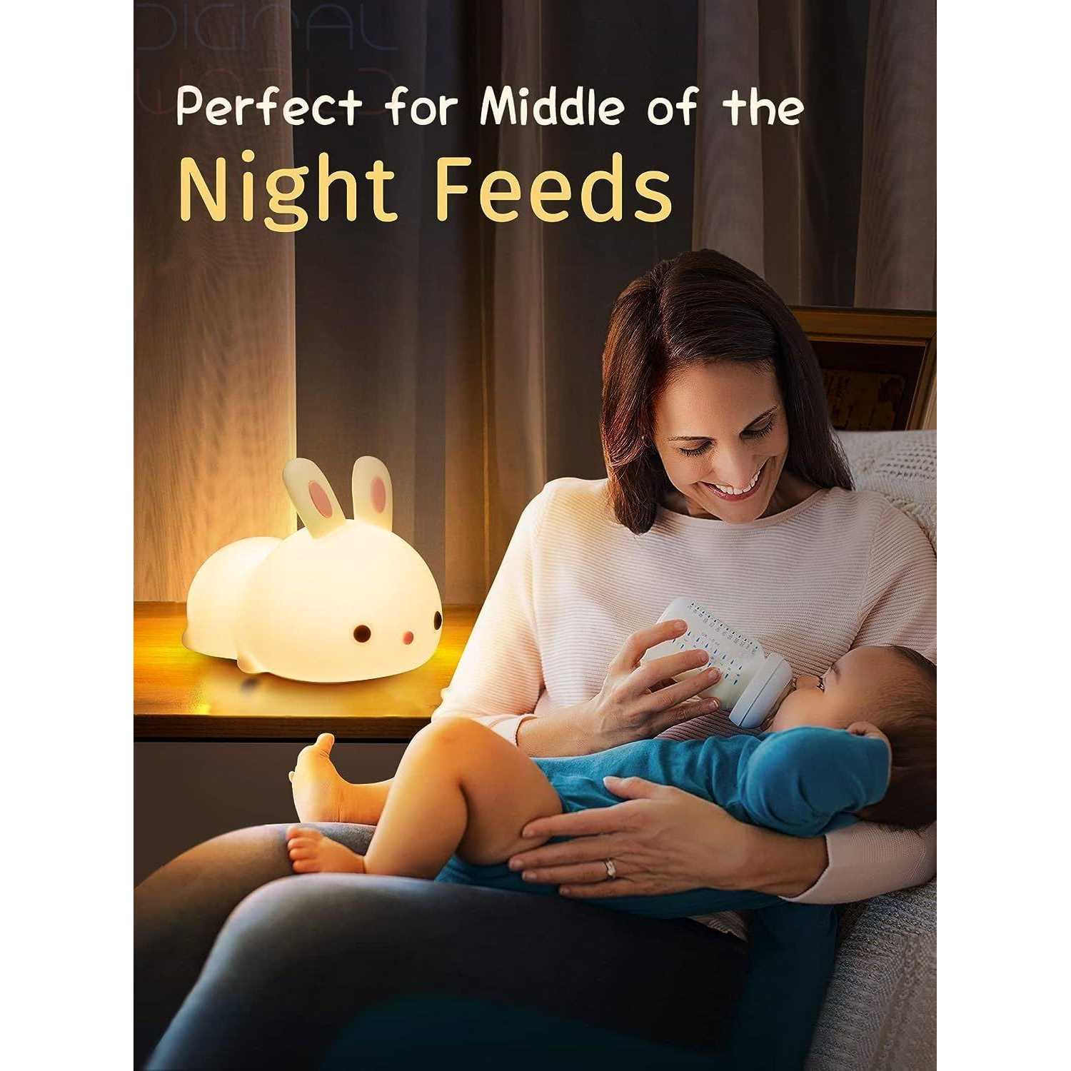 One Fire Night Light for Kids Bunny Cute Lamp,16 Colors Cute Night Light Kids Night Light,Rechargeable Baby Night Light Toddler Night Light - Image 3