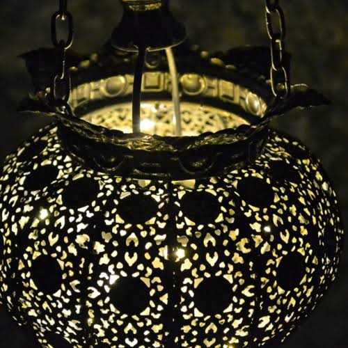 Pier Surplus Antique Silver Oriental Metal Hanging Pendant Light Candle Lantern - Image 3