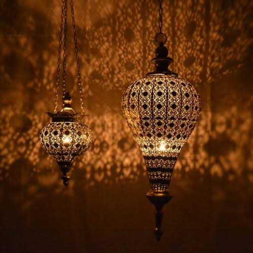 Pier Surplus Antique Silver Oriental Metal Hanging Pendant Light Candle Lantern - Image 5