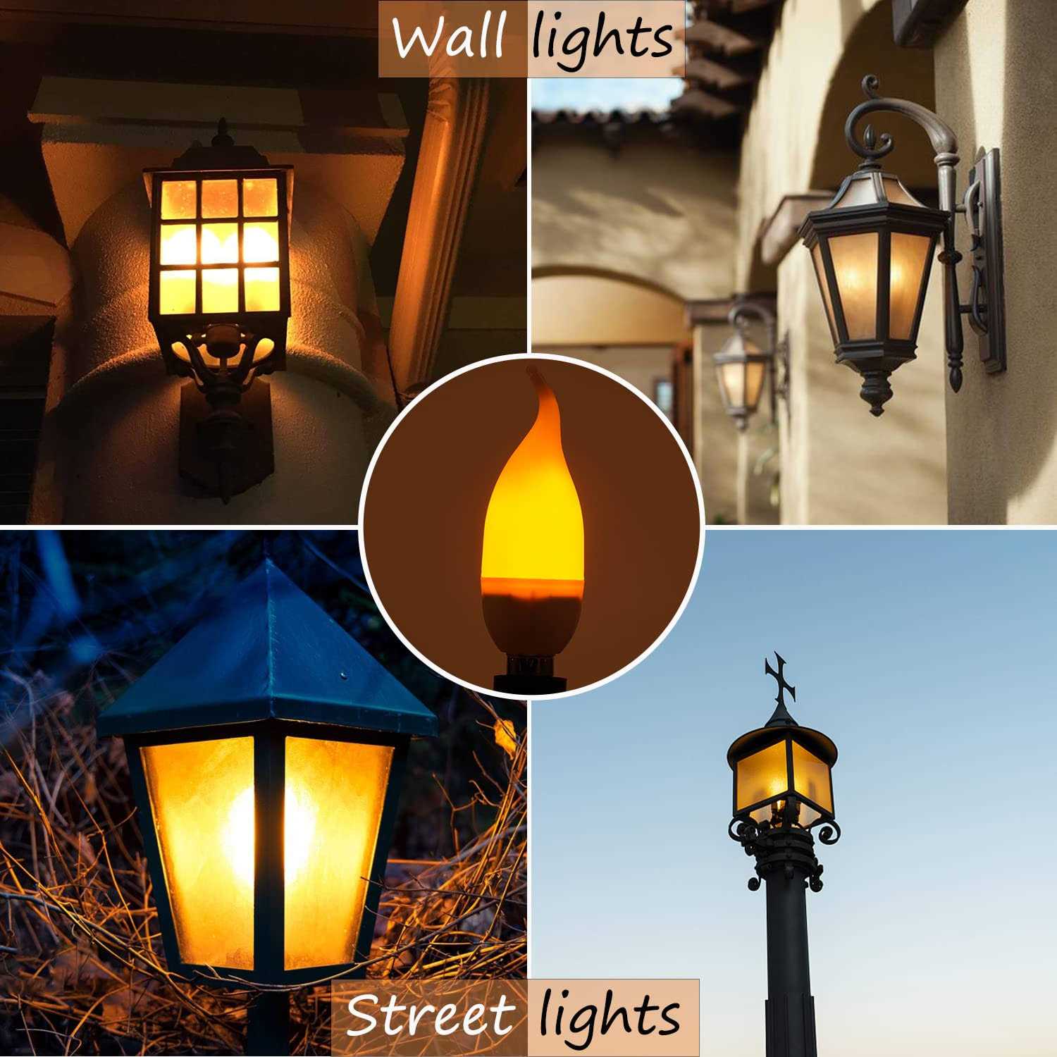 ohlgt E12 Flame Bulbs 3 Mode LED Candelabra Flame Light Bulb 1.2 Watt Warm White Chandelier Flame Bulbs,1800k Candle Light Bulbs - Image 3