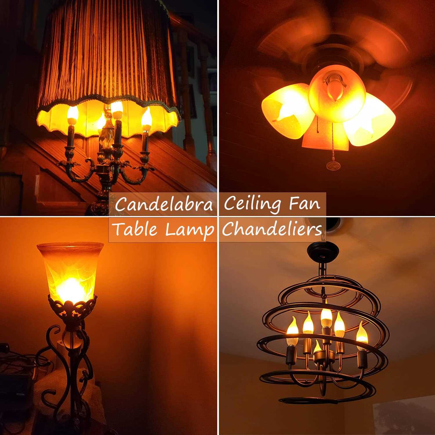 ohlgt E12 Flame Bulbs 3 Mode LED Candelabra Flame Light Bulb 1.2 Watt Warm White Chandelier Flame Bulbs,1800k Candle Light Bulbs - Image 4