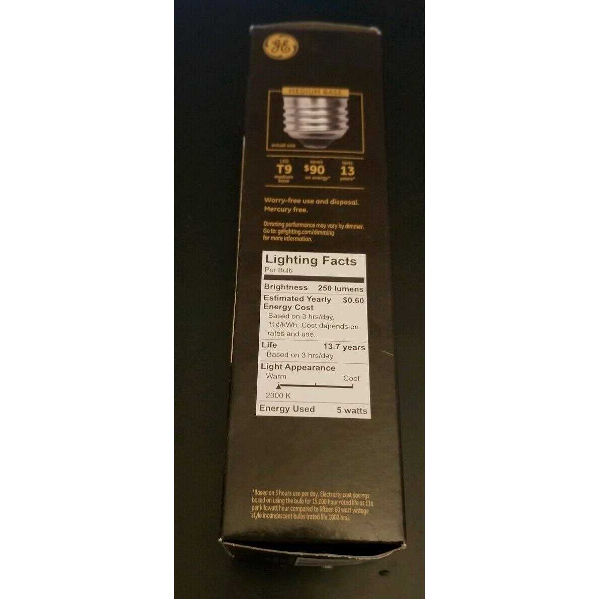 GE Lighting Bulb LED T9 E26 Amber 5W - Image 3