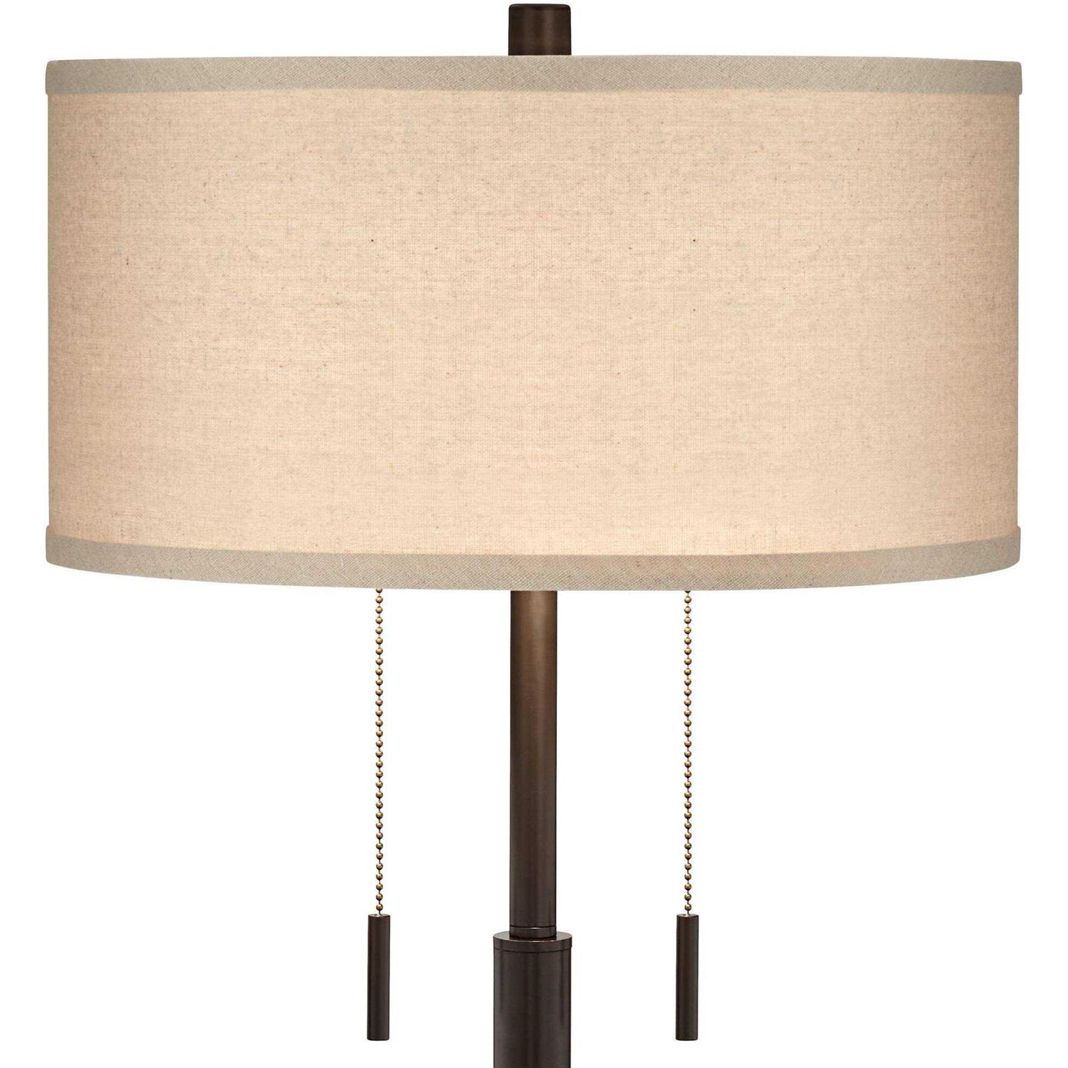 Franklin Iron Works Bernie Industrial Table Lamps Set of 2 with Hotel Style USB Charging Port Rich Bronze Drum Shade for Living - Image 5