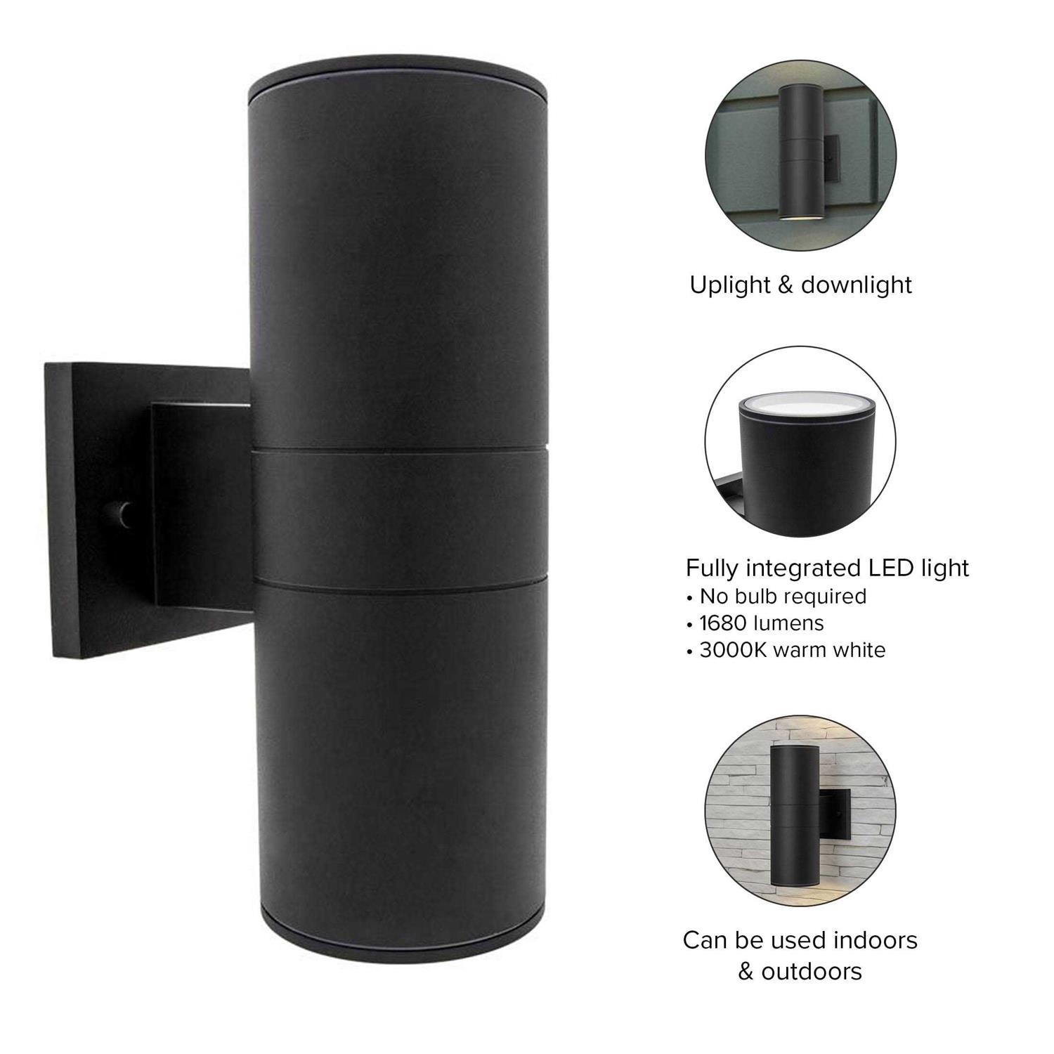 Maxxima LED Cylinder Outdoor Wall Wash, Up and Down Sconce Light - Image 4