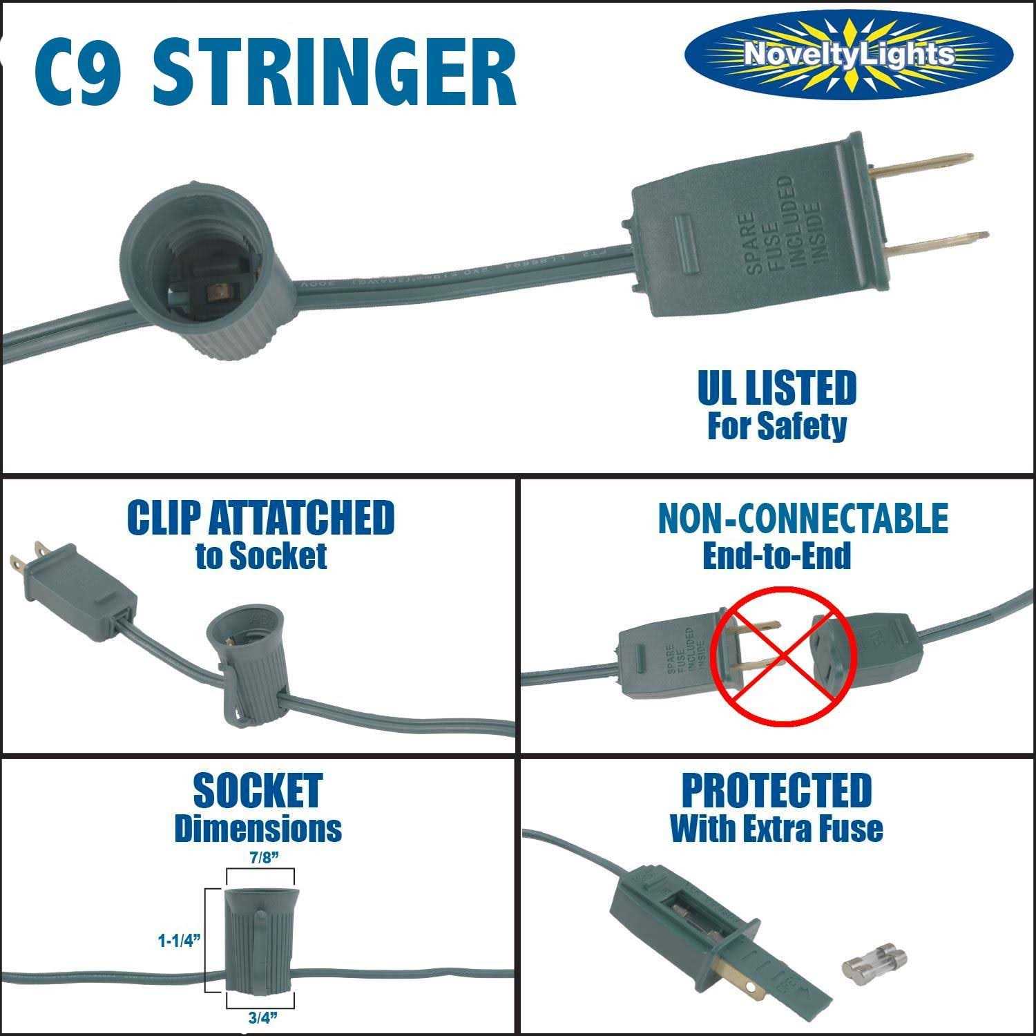 Novelty Lights 100 Foot C9 Outdoor String Light Christmas Stringer - Image 3