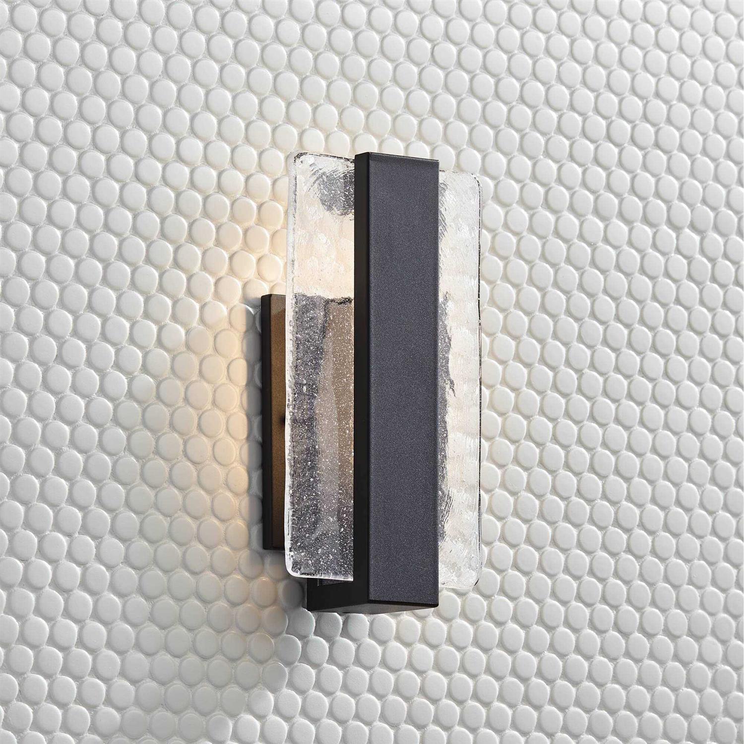 Possini Euro Design Cascadia Modern Wall Light Sconce Black Metal Hardwired 6 Fixture LED Piastra Art Glass Panel for Bedroom Bedside Bathroom - Image 3