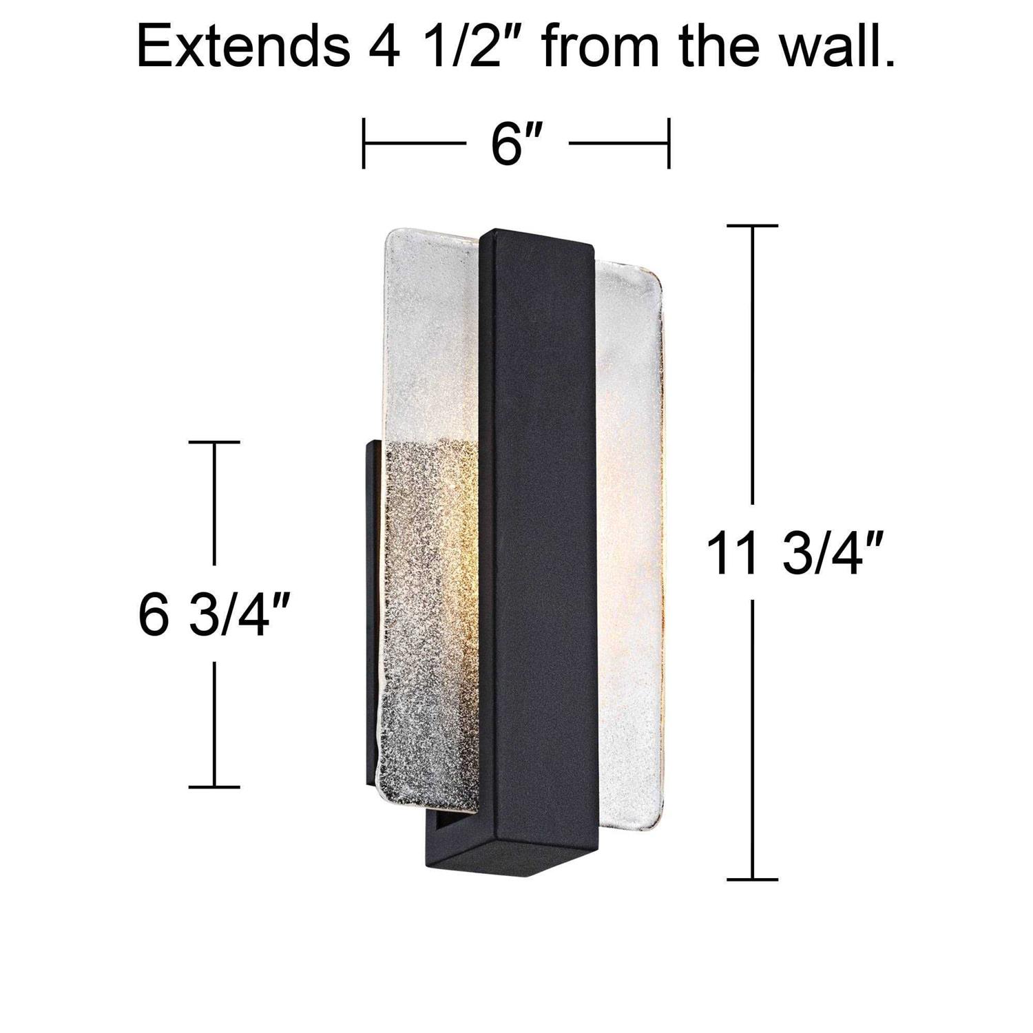Possini Euro Design Cascadia Modern Wall Light Sconce Black Metal Hardwired 6 Fixture LED Piastra Art Glass Panel for Bedroom Bedside Bathroom - Image 5