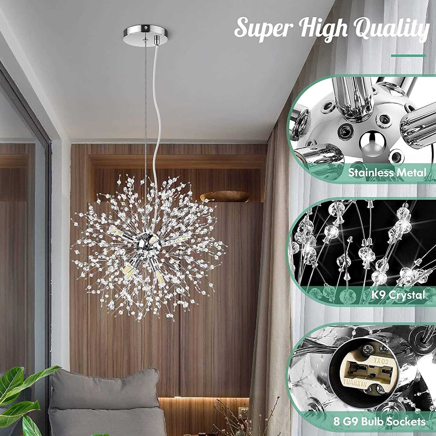 Modern Crystal Chandeliers Firework Semi Flush Mount Ceiling Light Fixtures - Image 3