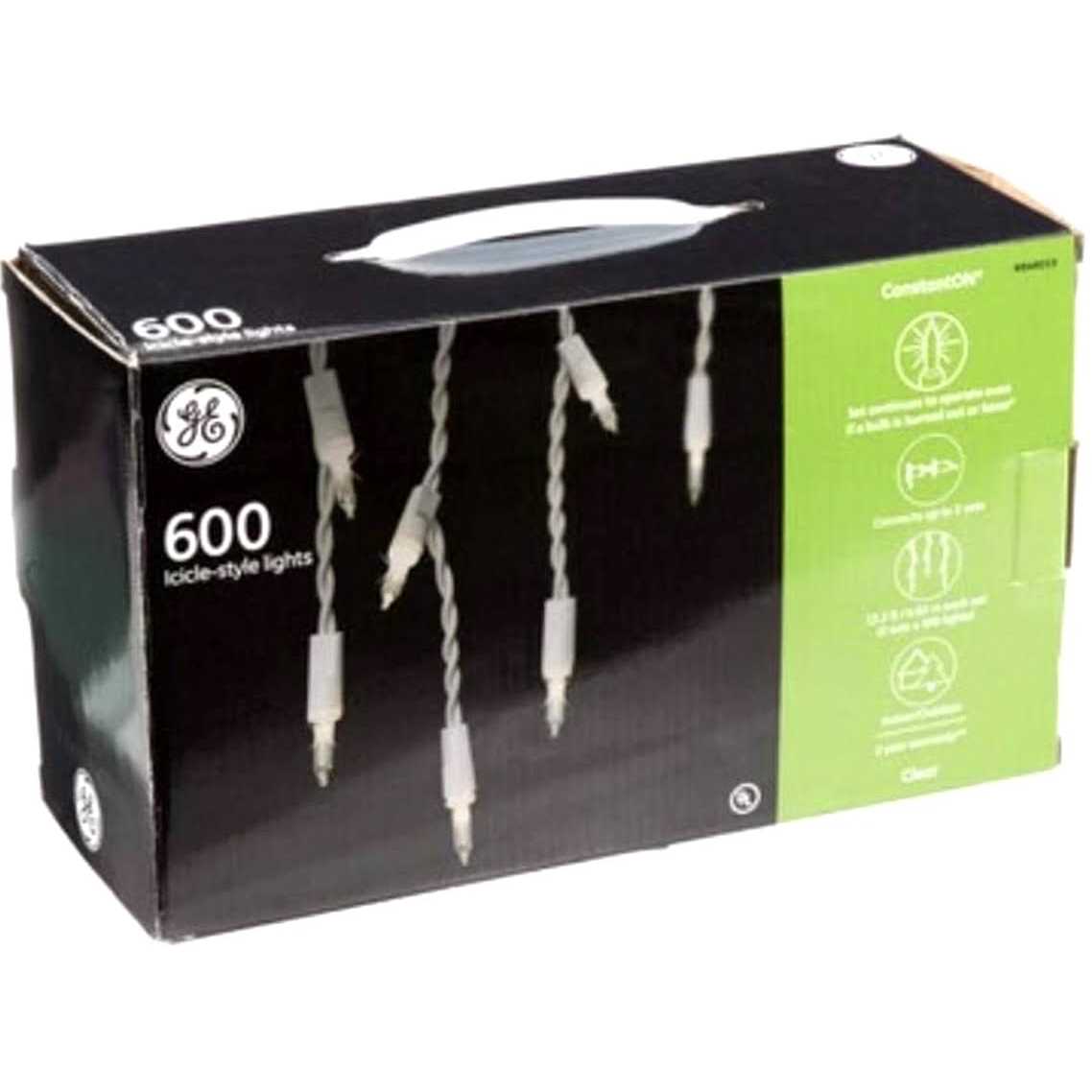 GE Constant On 600 Count White Icicle Style Lights - Image 5
