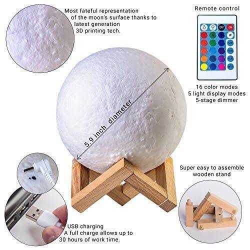 Mind-Glowing 3D Moon Lamp Rechargeable Night Light with 16 Colors - Image 4