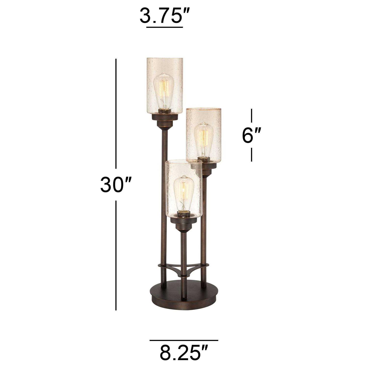 Franklin Iron Works Libby Rustic Farmhouse Table Lamp 30 Tall Bronze Metal LED Amber Seeded Glass Shade for Bedroom Living Room Bedside Nightstand - Image 3