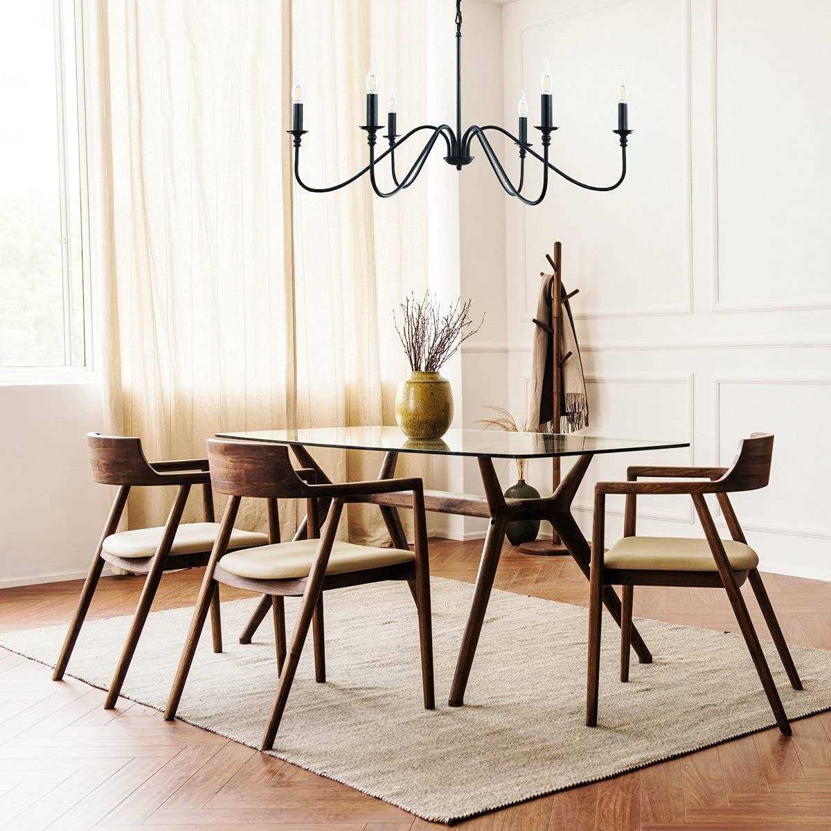 Miluolan Black Chandelier,6-Light Rustic Industrial Iron Chandeliers for Dining Room Lighting Fixtures Hanging,Candle Hanging Hallway - Image 3