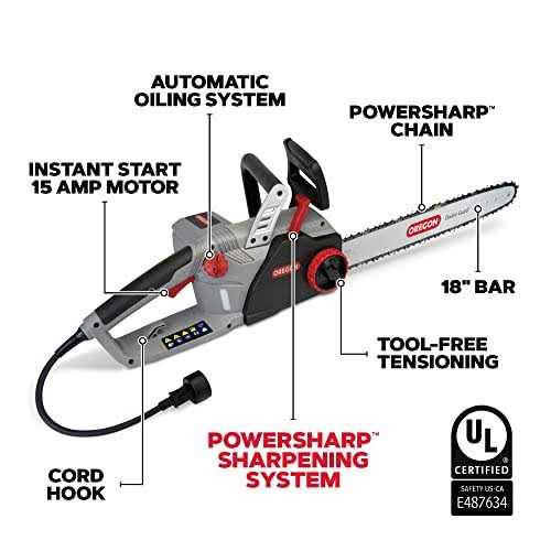 Oregon CS1500 Self-Sharpening 15 Amp Corded Electric Chainsaw - Image 3